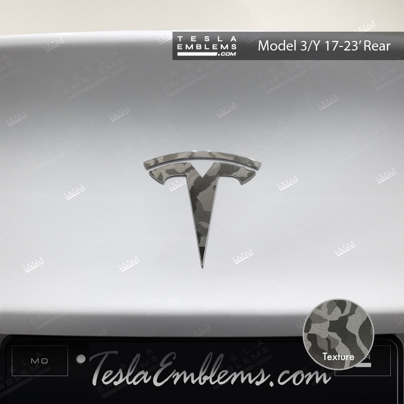 3M Shadow Black Camo Tesla Emblem Decals (Front + Back)