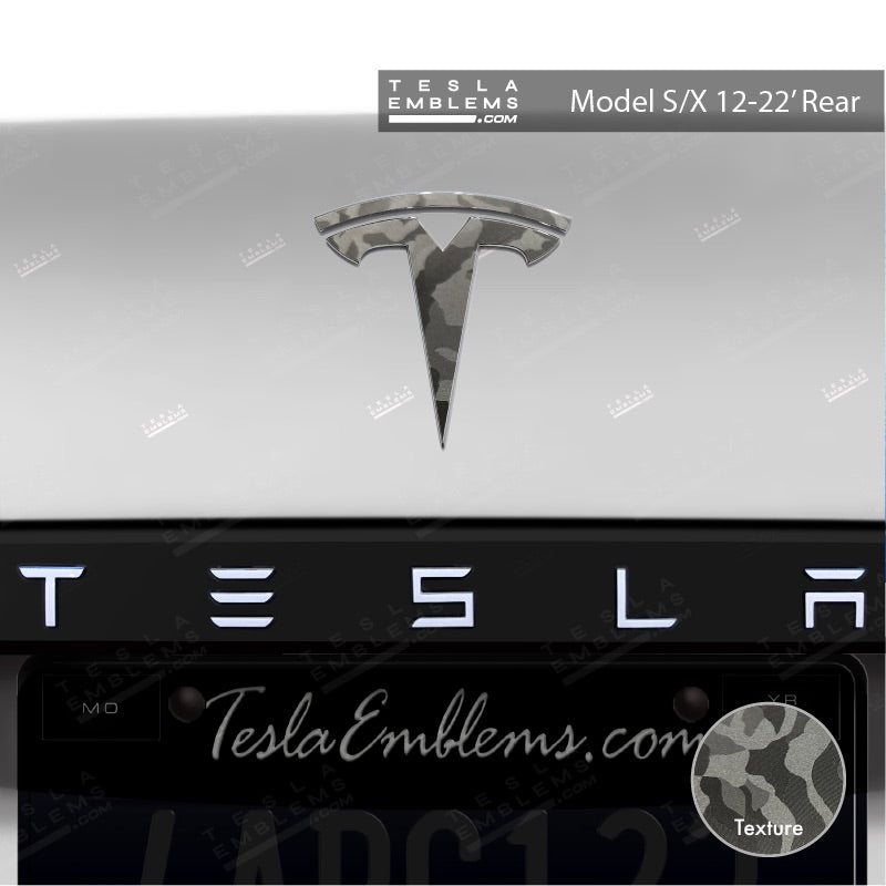 3M Shadow Black Camo Tesla Emblem Decals (Front + Back)