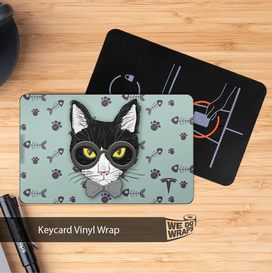 Smart Tuxedo Cat Tesla Keycard Decal