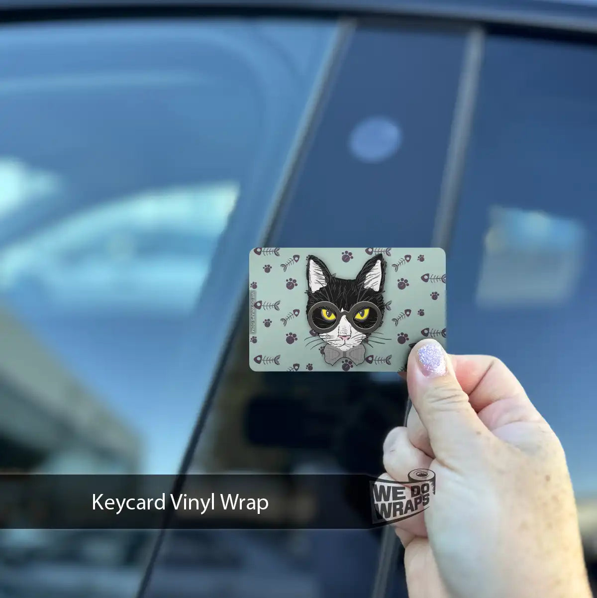 Smart Tuxedo Cat Tesla Keycard Decal