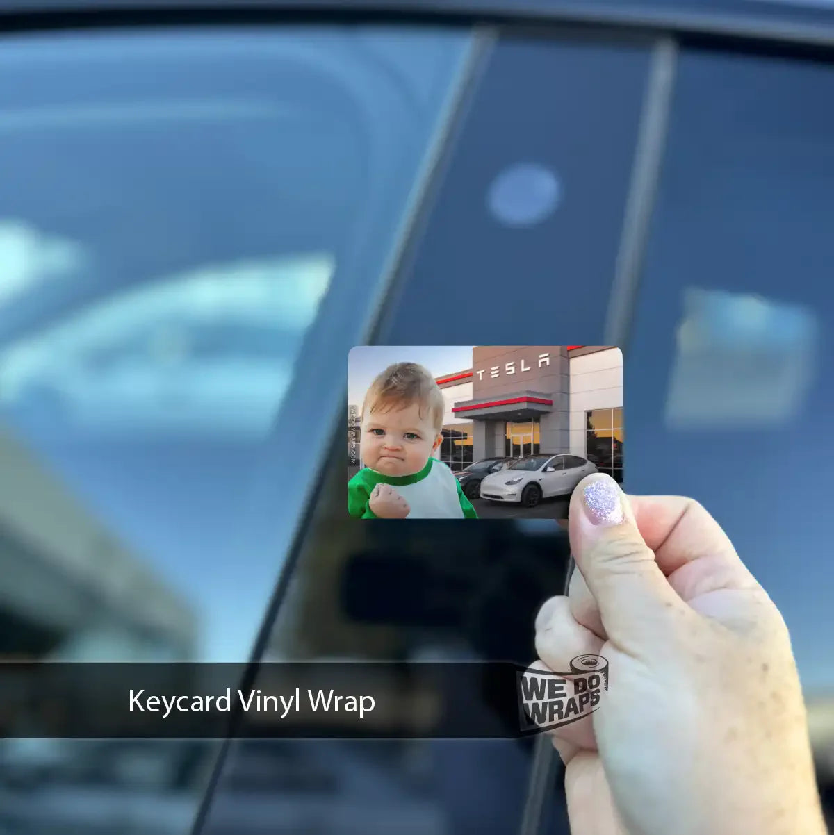 Success Kid At Tesla Meme Keycard Decal