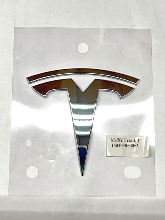 Model 3/Y Front Factory Emblem Chrome - Genuine OEM Original Tesla Factory Emblems | Badging for Model 3/Y/S/X Cybertruck