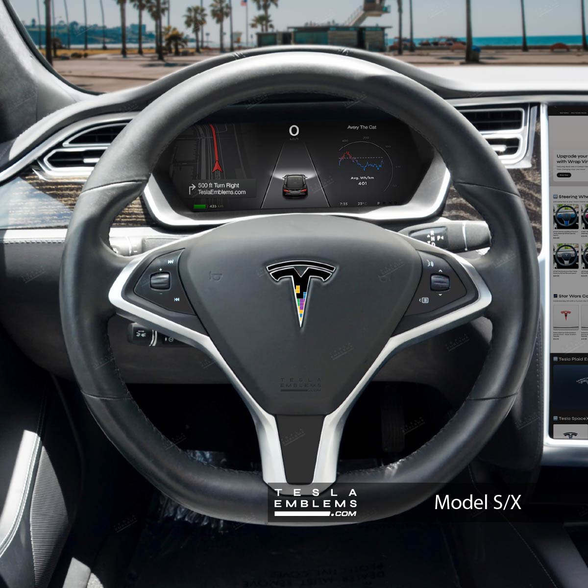 Tetris Tesla Steering Wheel Emblem Decal