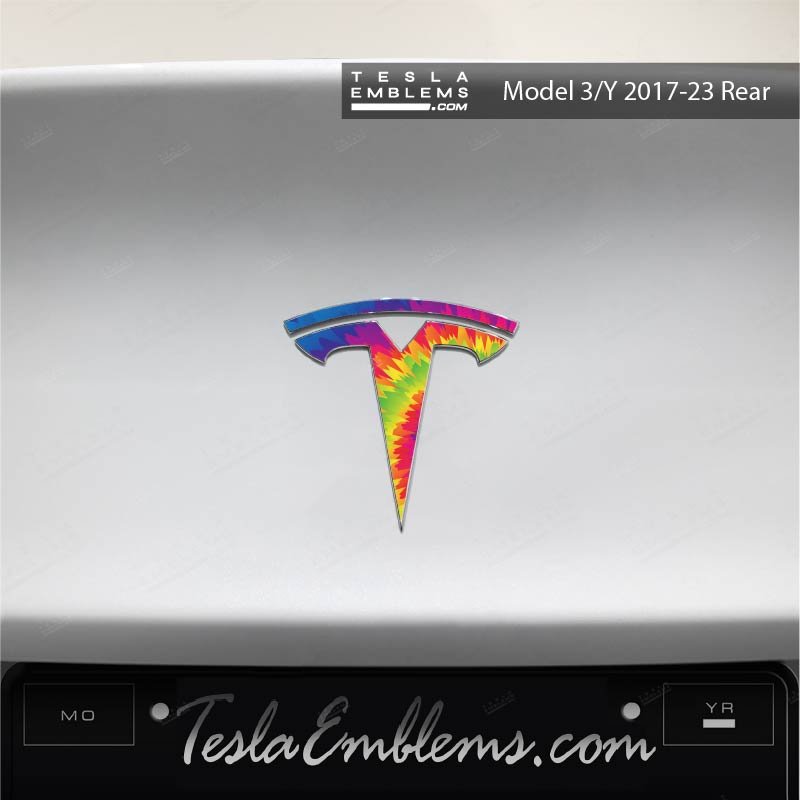 Tie Dye Tesla Emblem Decals (Front + Back)