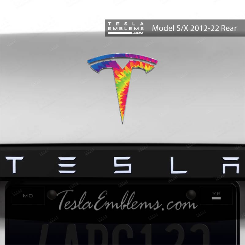 Tie Dye Tesla Emblem Decals (Front + Back)