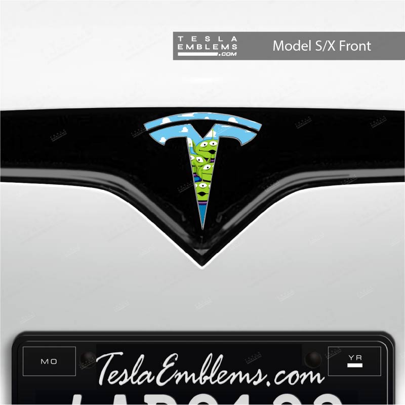 Toy Story Aliens Tesla Emblem Decals (Front + Back)