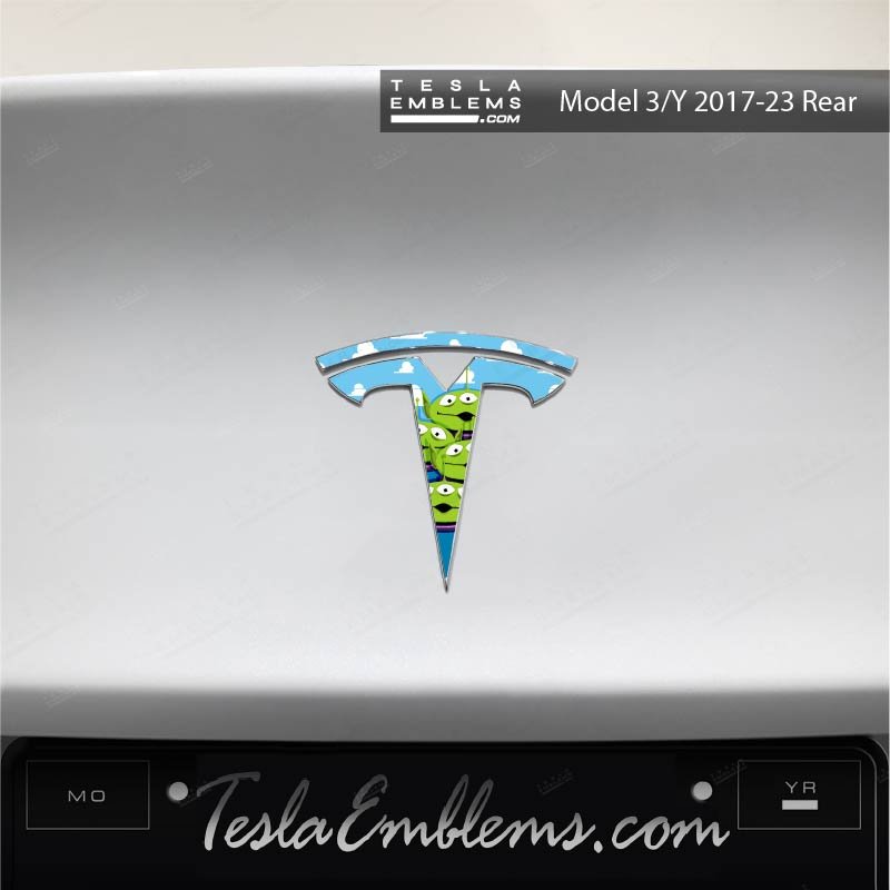 Toy Story Aliens Tesla Emblem Decals (Front + Back)