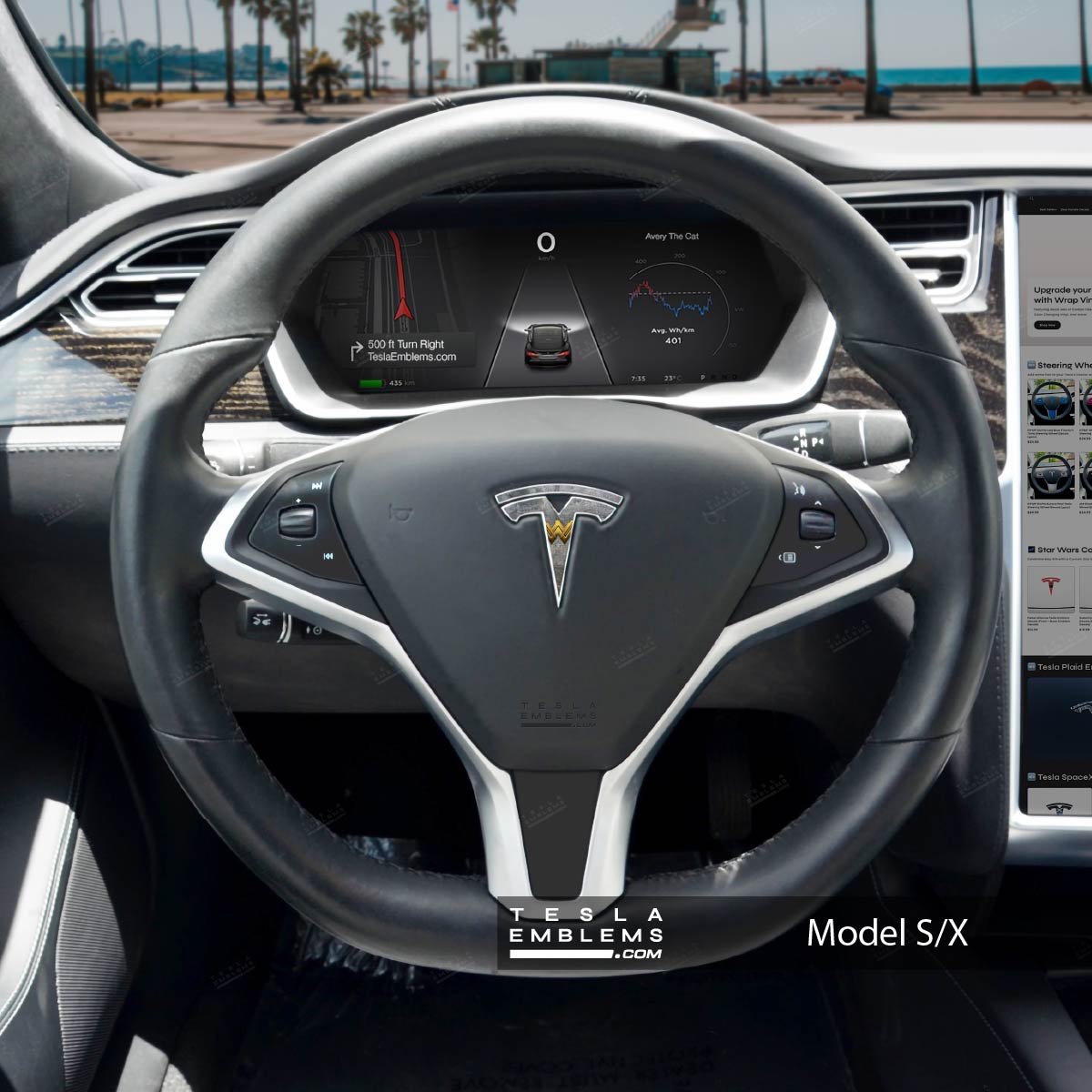 Wonder Woman Tesla Steering Wheel Emblem Decal