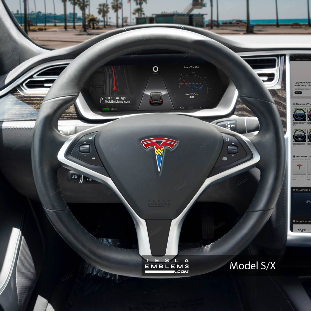 Wonder Woman Tesla Steering Wheel Emblem Decal