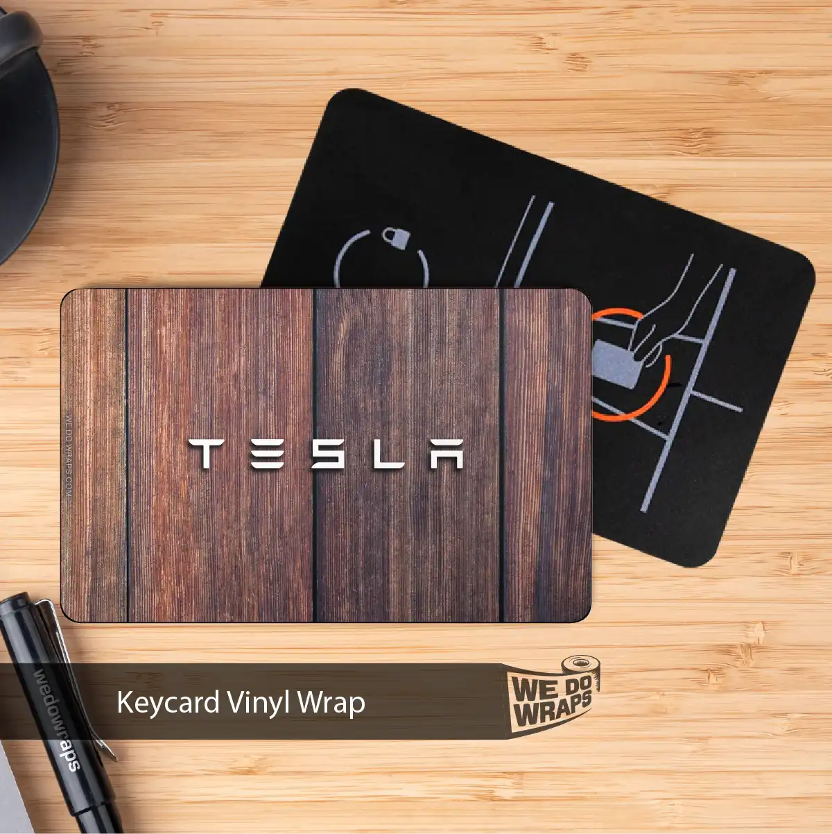 Wood Paneling Tesla Keycard Decal