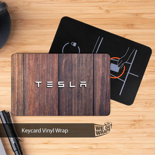 Wood Paneling Tesla Keycard Decal