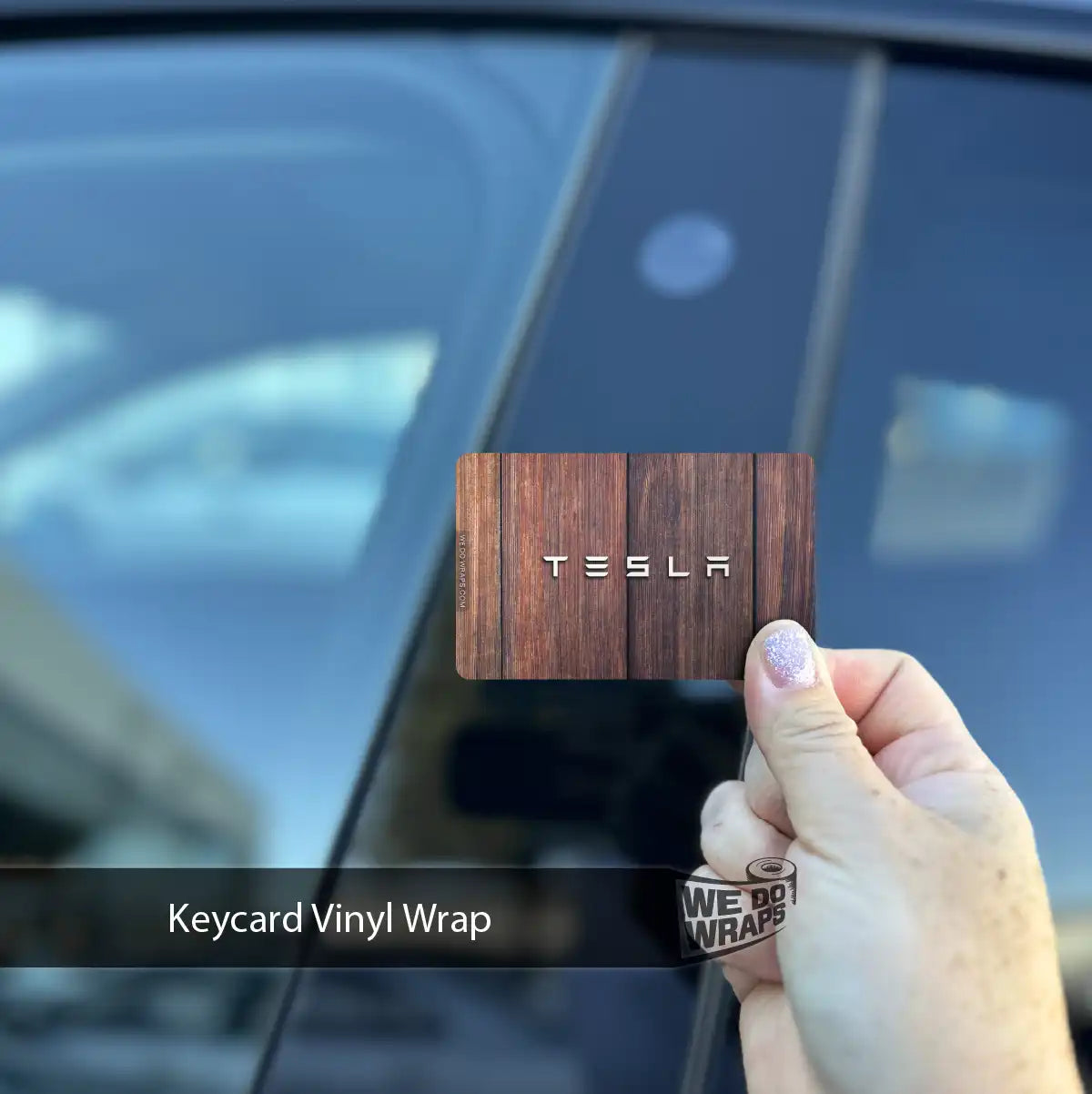 Wood Paneling Tesla Keycard Decal