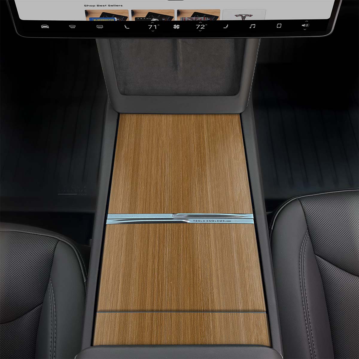 Golden Oak Woodgrain | Tesla Center Console Wrap Kit | MY 2026+ "Juniper"