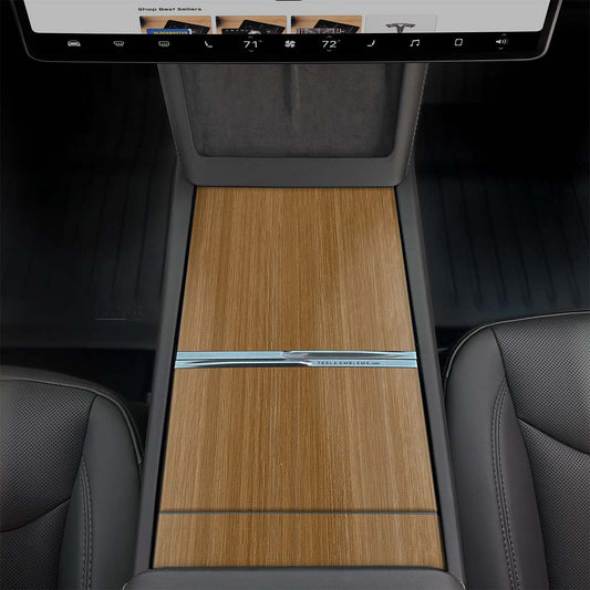 Golden Oak Woodgrain | Tesla Center Console Wrap Kit | MY 2026+ "Juniper"