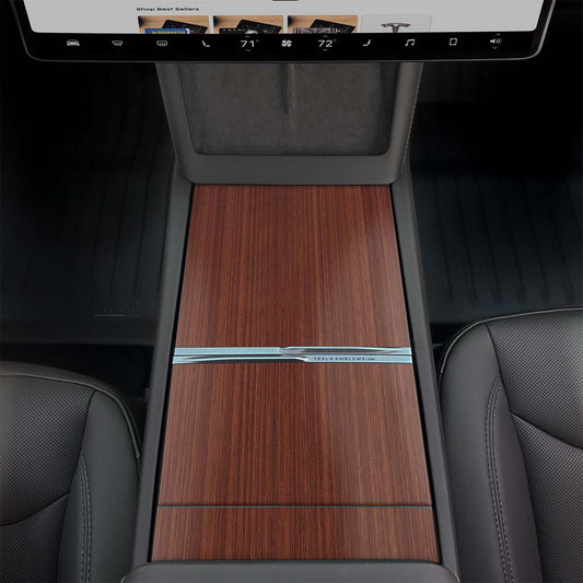 Redwood Woodgrain | Tesla Center Console Wrap Kit | MY 2026+ "Juniper"