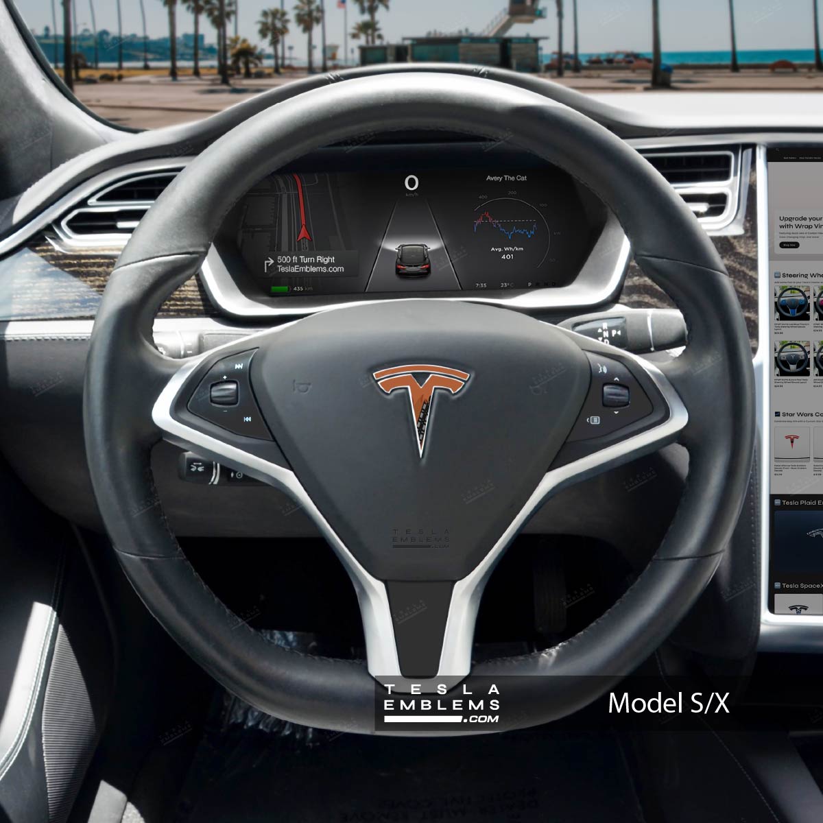 Wookie Tesla Steering Wheel Emblem Decal