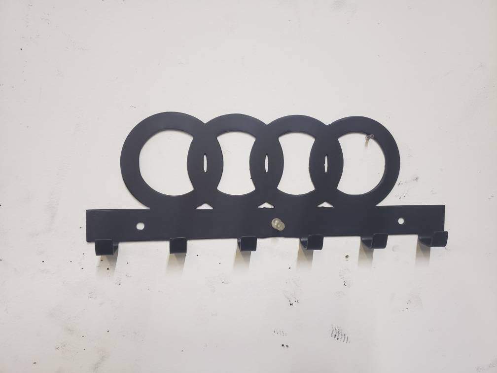 Audi Logo Keychain Rack – Steel Wall Mounted Euro Car Organizer