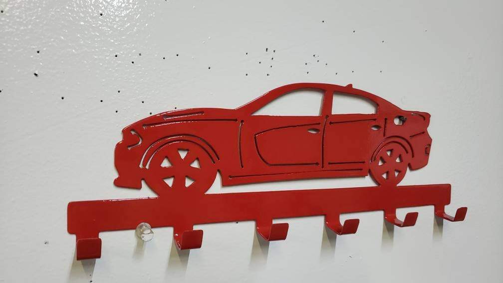 Dodge Charger Keychain Rack – Steel Wall Mounted Muscle Car Organizer
