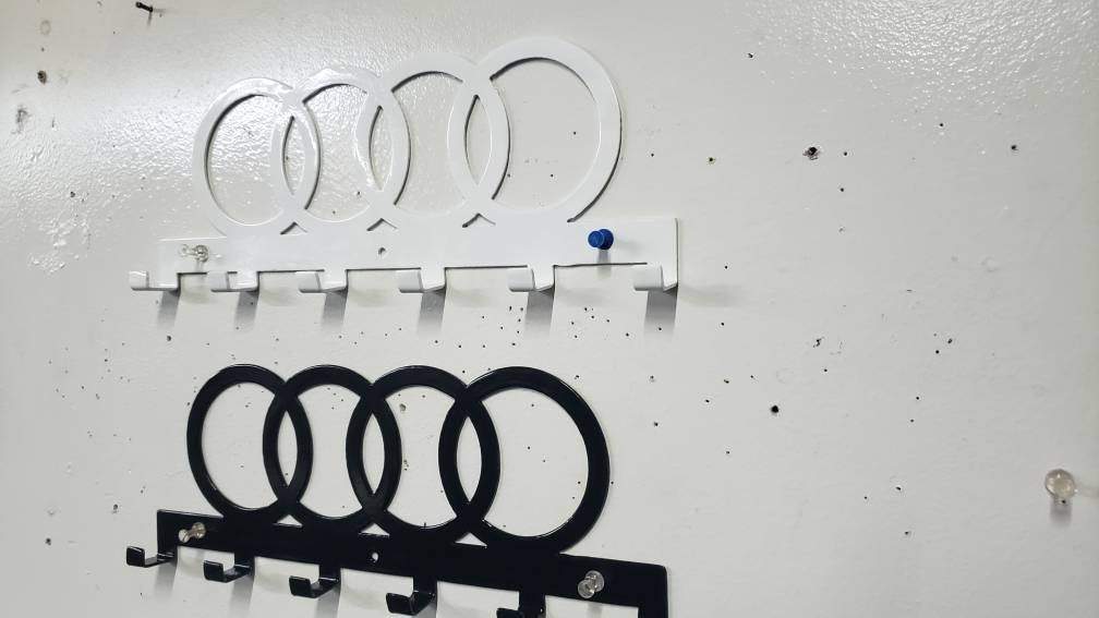 Audi Logo Keychain Rack – Steel Wall Mounted Euro Car Organizer