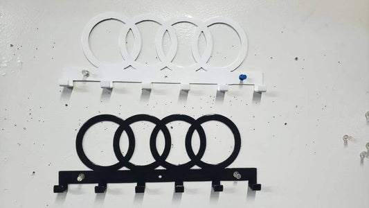 Audi Logo Keychain Rack – Steel Wall Mounted Euro Car Organizer