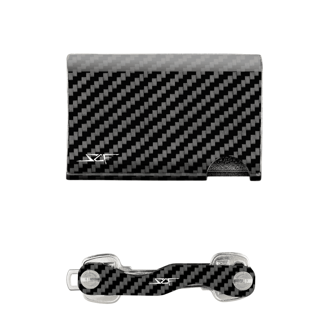 Real Carbon Fiber Cash & Card Slim Wallet & Key Organizer